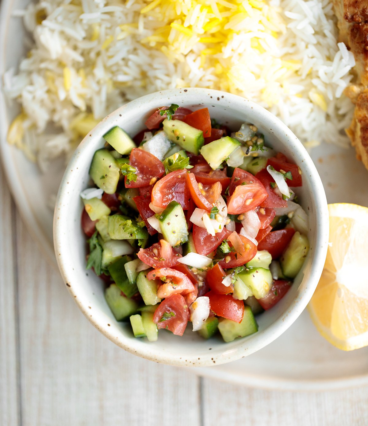 Persian Shirazi Salad With Cucumber And Tomato Aheadofthyme